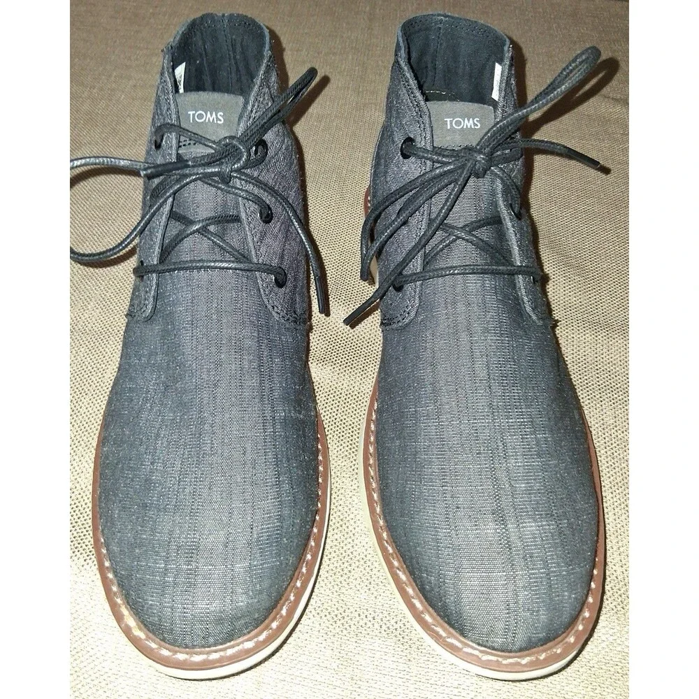 Toms Men's 10 M Navi Sport Bottom Chukka Boots Navy Crosshatch Denim 10014371